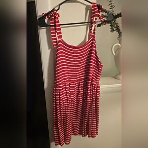 Ingrid & Isabel Red and White Striped Tie-Shoulder Tank Top